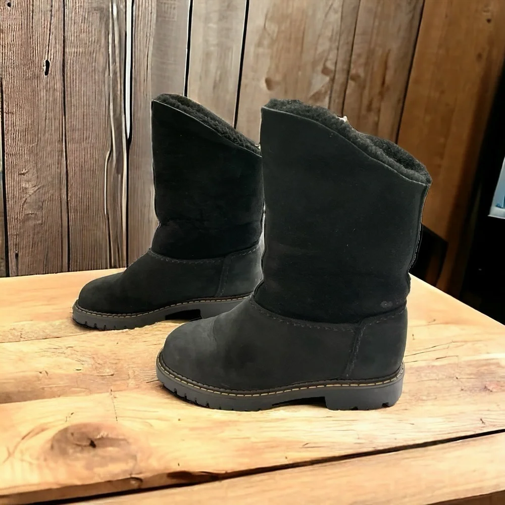 Sorel Suede Shearling Foldover Tall Black Boots Black Size 7M